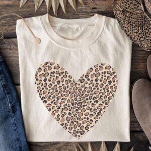 Leopard Heart Shirt, Valentine Heart T-Shirt